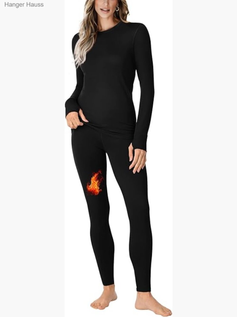 Fleece Lined Thermal Underwear Set Women Long Johns Base Layer Pajama Winter
